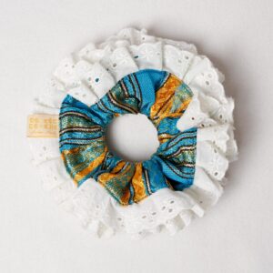 Amazigh Azul Gold Blue Oversized Kabyle Scrunchie Hair Accessory
