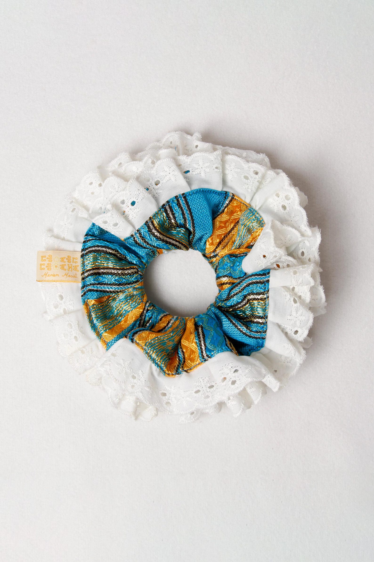 Amazigh Azul Gold Blue Oversized Kabyle Scrunchie Hair Accessory