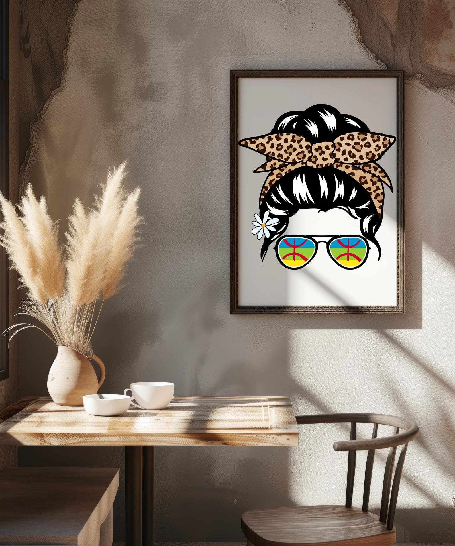Berber Woman Illustration Amazigh Art Print Kabyle Tattoo Digital Download