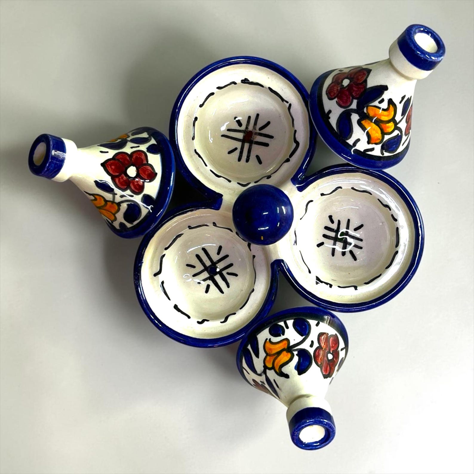 Amazigh Handmade Ceramic Spice Holder Set of 3 Tagine