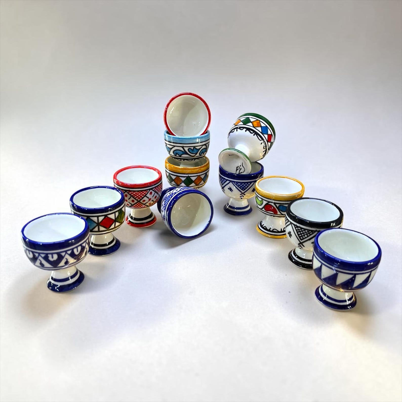 Amazigh Handmade Ceramic Egg Cups Set Hand Mug