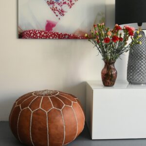 Amazigh Artisanal Leather Pouffe Handmade Delivered stuffed Pouf