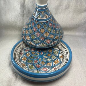 Amazigh handmade ceramic White Black tagine serving table