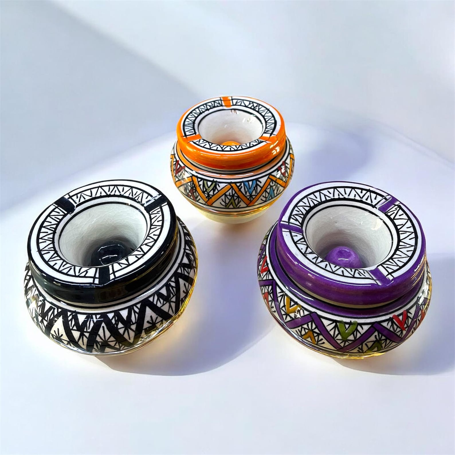 Amazigh Handmade Ashtray Hand Painted Pottery Ceramic Piece