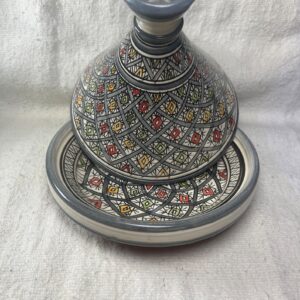 Amazigh handmade ceramic White Black tagine serving table