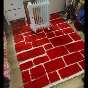 Berber Handwoven Red Style Wool Carpet Atlas Rug