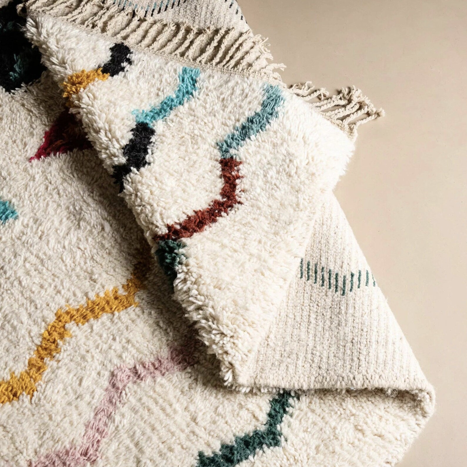 Berber Colorful Geometric Wool Handmade Area Tribal Rug