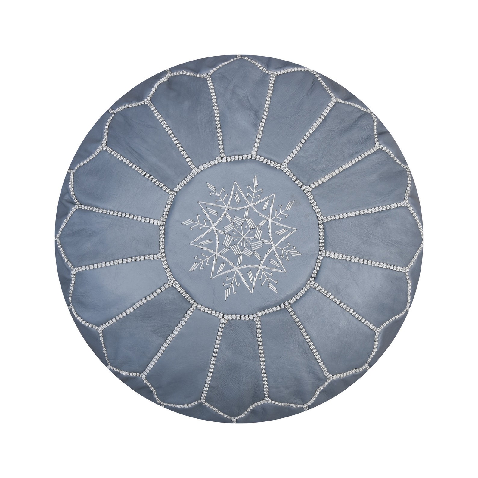 Berber Leather Grey Delivered stuffed Ottoman pouffe Pouf