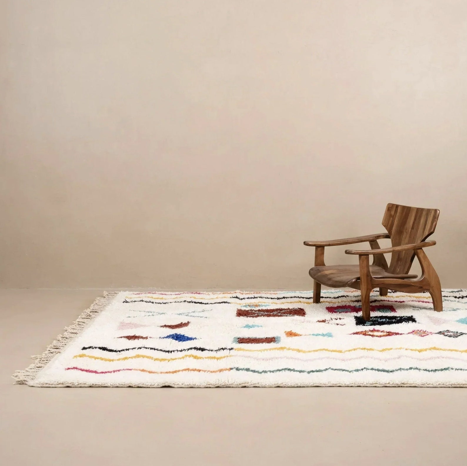 Berber Colorful Geometric Wool Handmade Area Tribal Rug