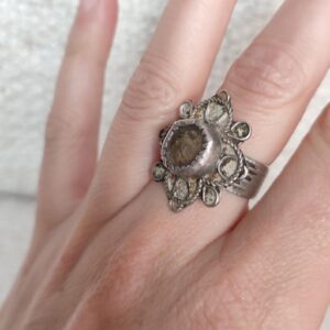 Berber Antique silver glass Morocco old flower Ring