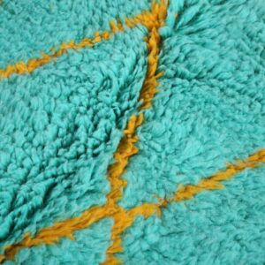 Custom Amazigh Berber Turquoise Geometric Natural Wool Living Room Rug
