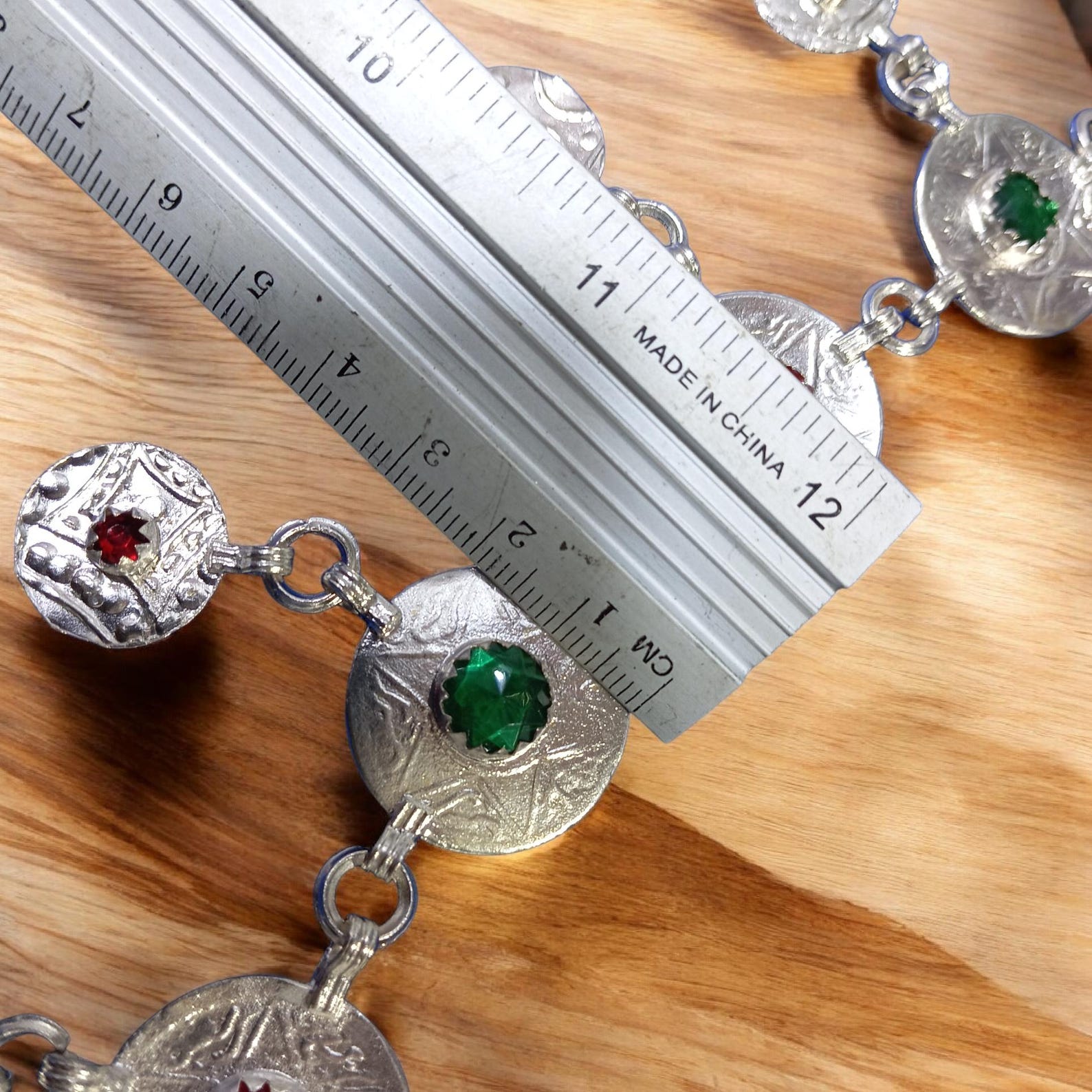 Handmade Amazigh Silver-Plated Necklace with Two Traditional Khelalat Pins