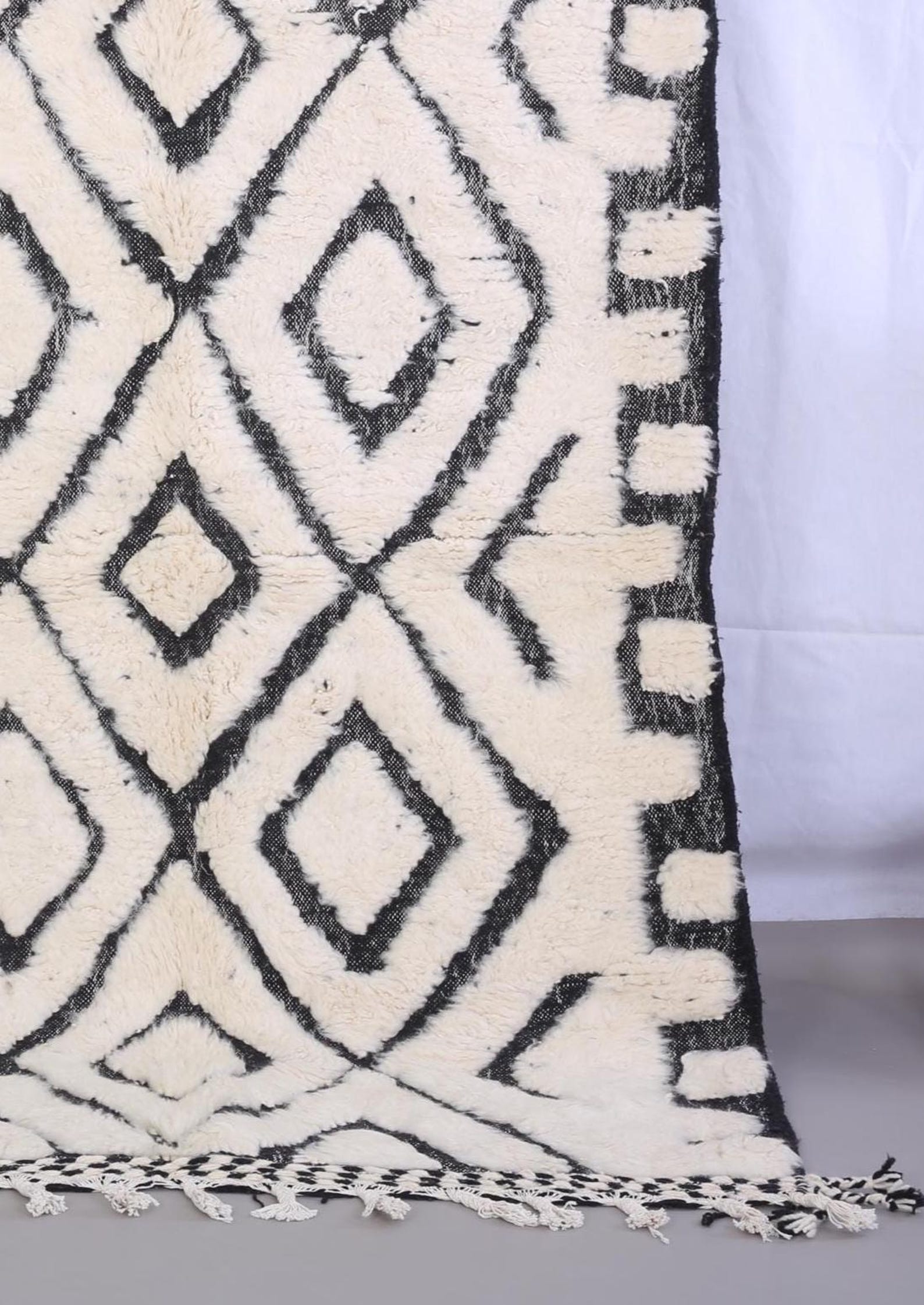 Custom Amazigh Berber Wool Neutral Living Room Geometric Handmade Rug