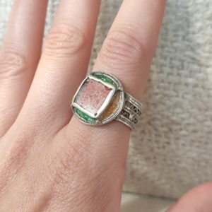 Amazigh Red glass and enamel ring size 11.5