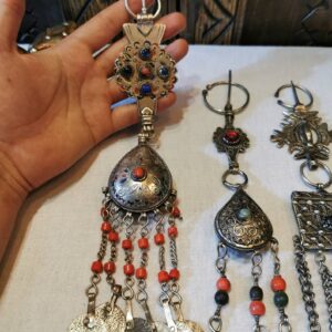 Amazigh Handmade Vintage Beaded Enamel Tribal Fibula Brooch