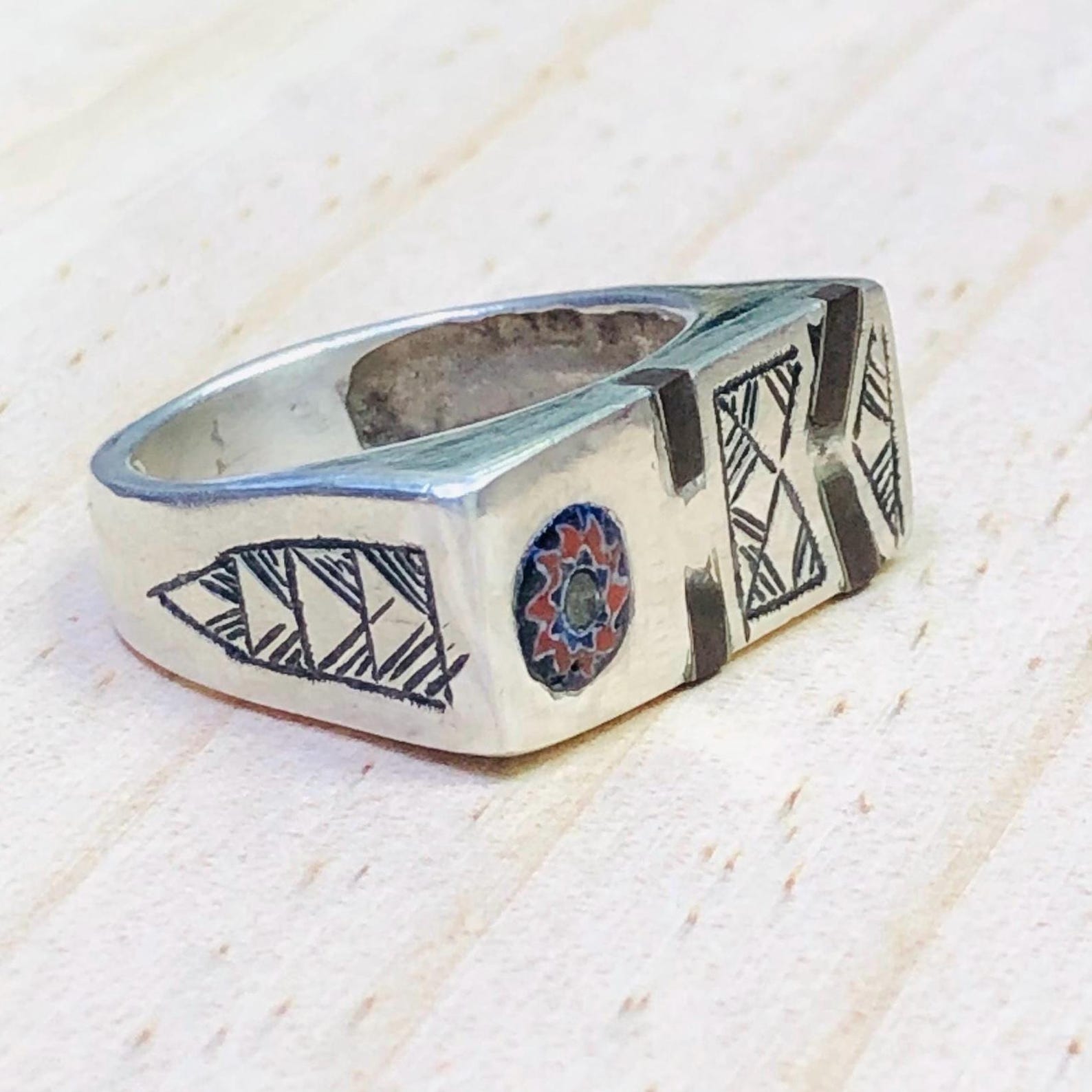 Amazigh Gravure amazighe Ring Silver Tribal Touareg Berbère