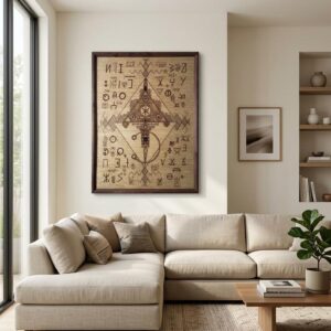Berber Large Wood Fibula Symbol Wall Decor Art
