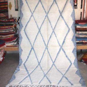 Amazigh AMAN Handwoven White Blue wool 259x152cm Rug