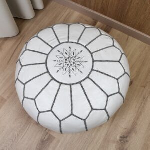 Berber Artisanal Leather Pouffe Handmade Delivered stuffed Pouf