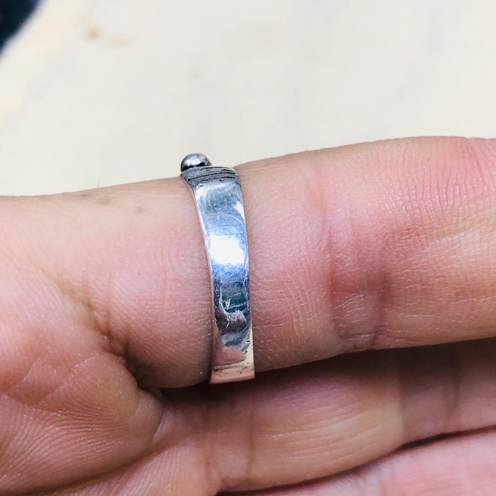 Handmade Amazigh Berber Solid Silver Geometric Pyramid Cone Ring
