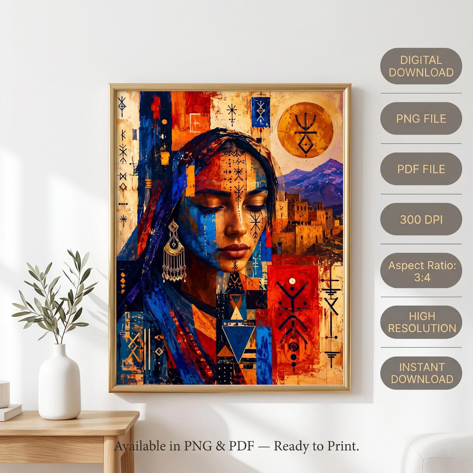 Amazigh Berber Yaz Printable Portrait Print Wall Art