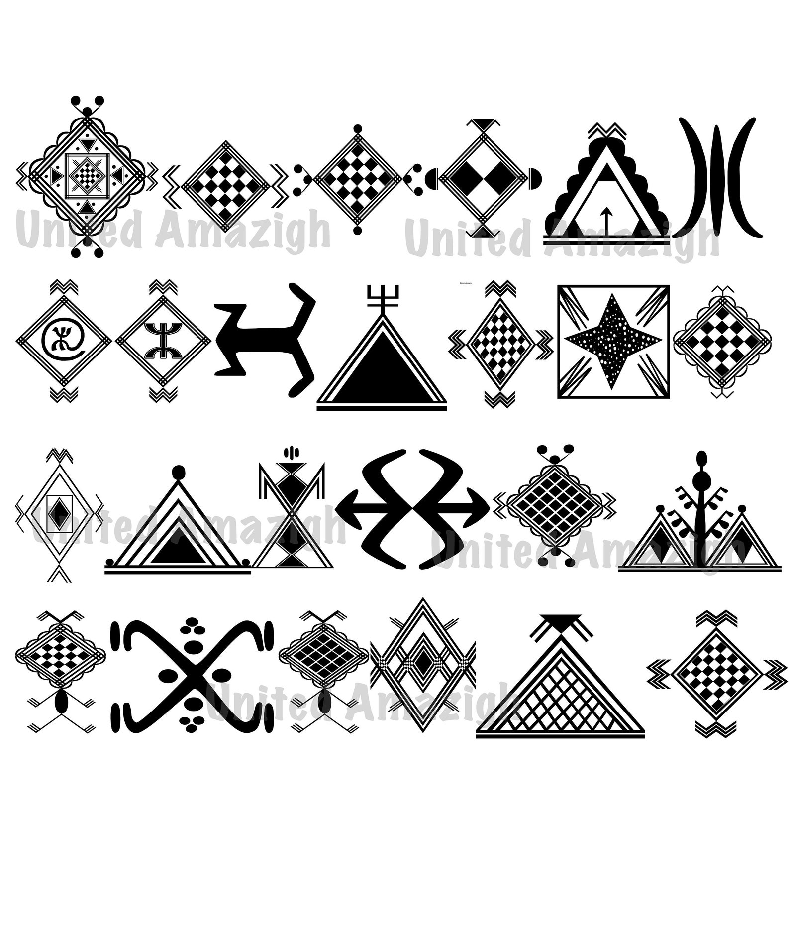 Amazigh Berber Kabyle Tattoo Symbols Tribal Pattern Digital Download