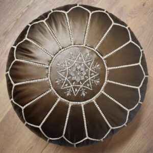 Amazigh Artisanal Faux-Leather Pouffe Handmade Delivered stuffed Pouf