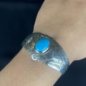 Berber Silver Handmade Turquoise Stone Cuff Jewelry Bracelet