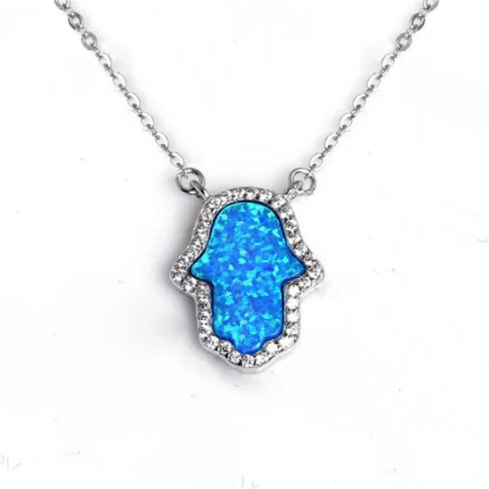Handmade Amazigh Kabyle 925 Sterling Silver Zircon Pendant Necklace