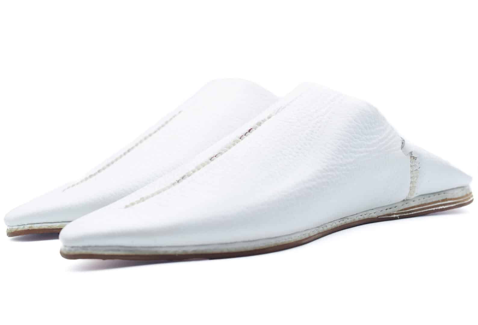 Amazigh White Babouche Shoes for Men Traditional Slipper Style