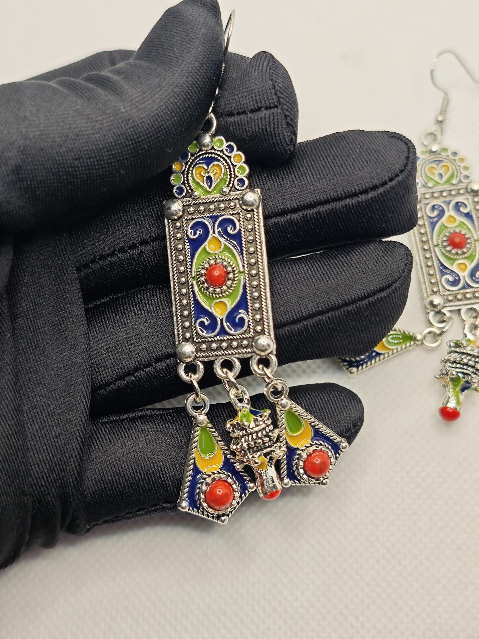 Amazigh Boucles d oreilles kabyles métal argenté Earrings