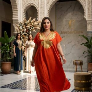 Berber Gandoura marrakech Elegant Embroidered Dress Handmade Kaftan