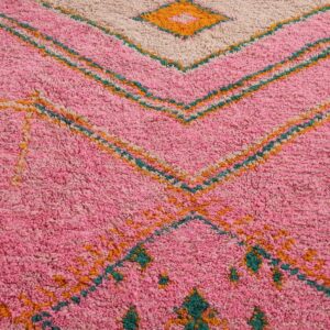 Berber Custom Design Pink Wool Geometric Living Room Rug