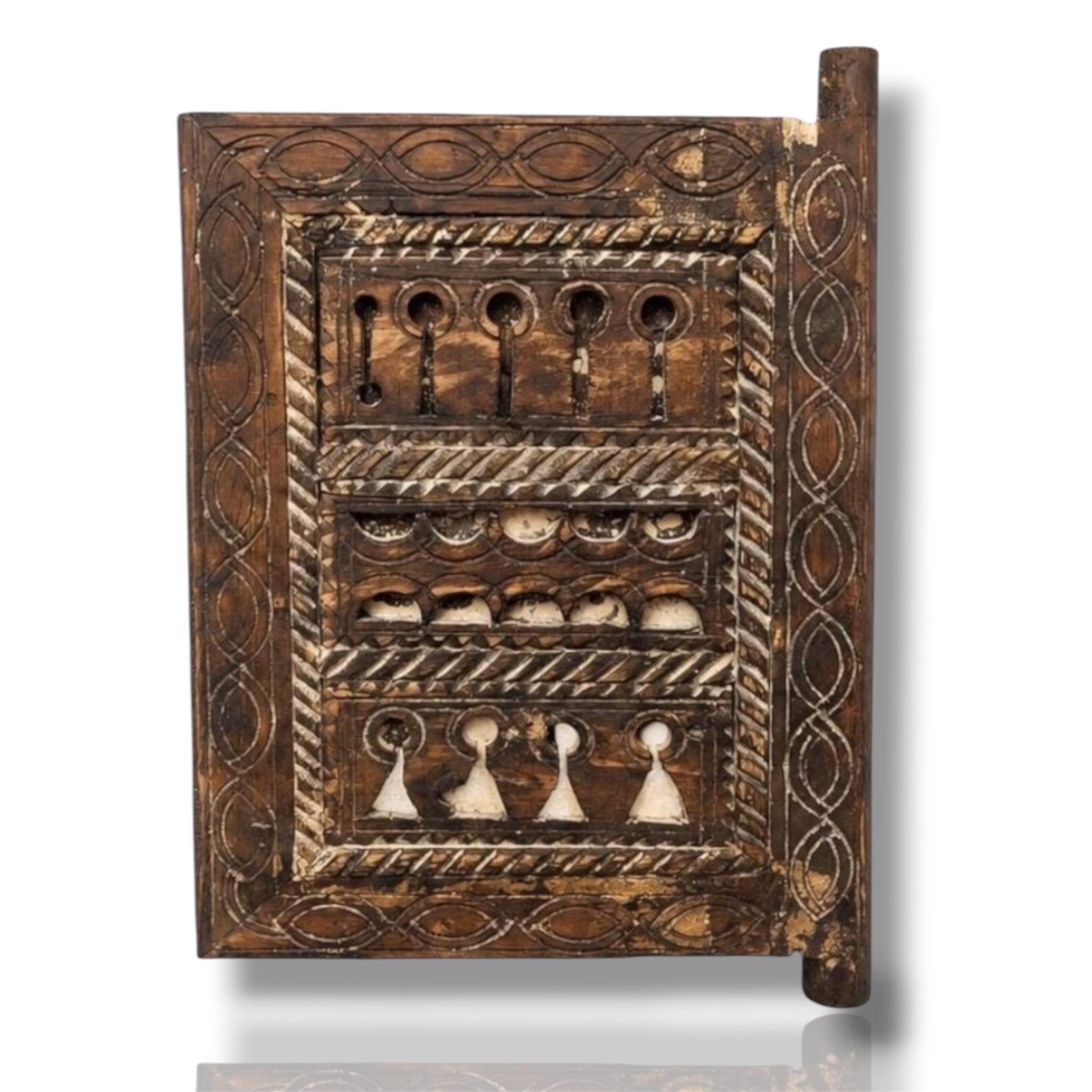 Berber Antique Hand Carved Wooden Panel Wall Art Decor