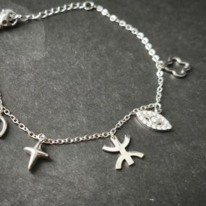 Amazigh Berber Kabyle Yaz Silver Stainless Steel Charm Bracelet