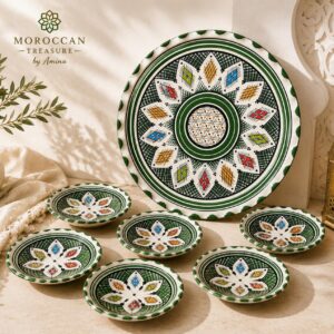 Amazigh Handmade Ceramic Serving Set Large Platter Plate