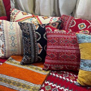 Handmade Amazigh Berber Cotton Chenille Woven Pattern Throw Pillow