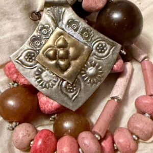 Berber Handmade Colorful Stamped Pendant Beaded Vintage Necklace