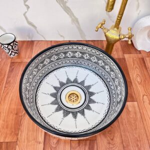Amazigh Hand Painted Multiband Bathroom Sink Basin Ceramic Ring