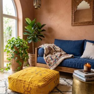 Berber Sabra Marocain Fait Main Berbère en Pouf