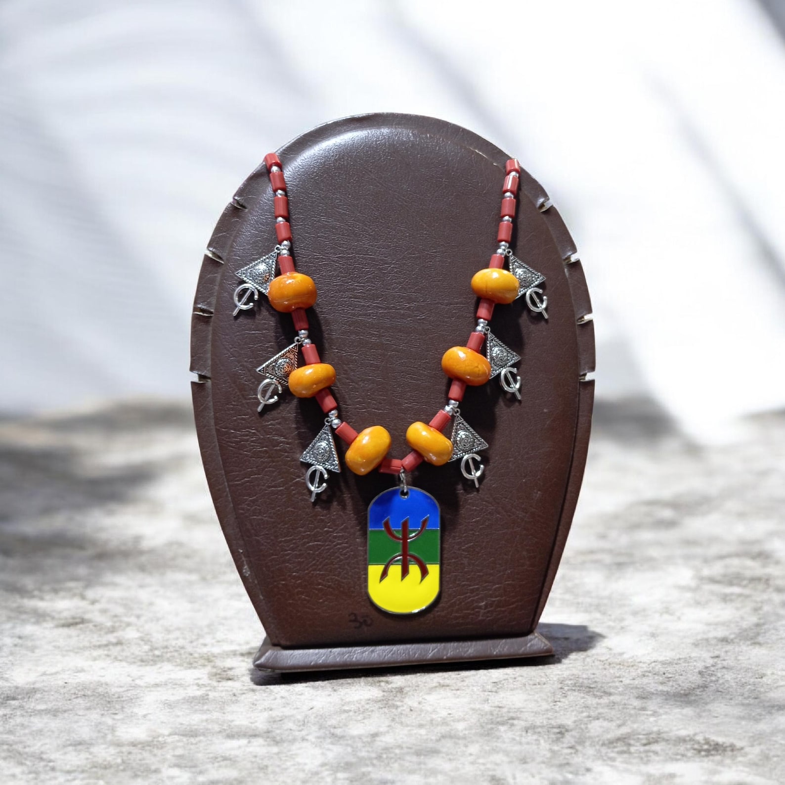 Handmade Amazigh Berber Tifinagh Yaz Symbol Lightweight Ethnic Necklace