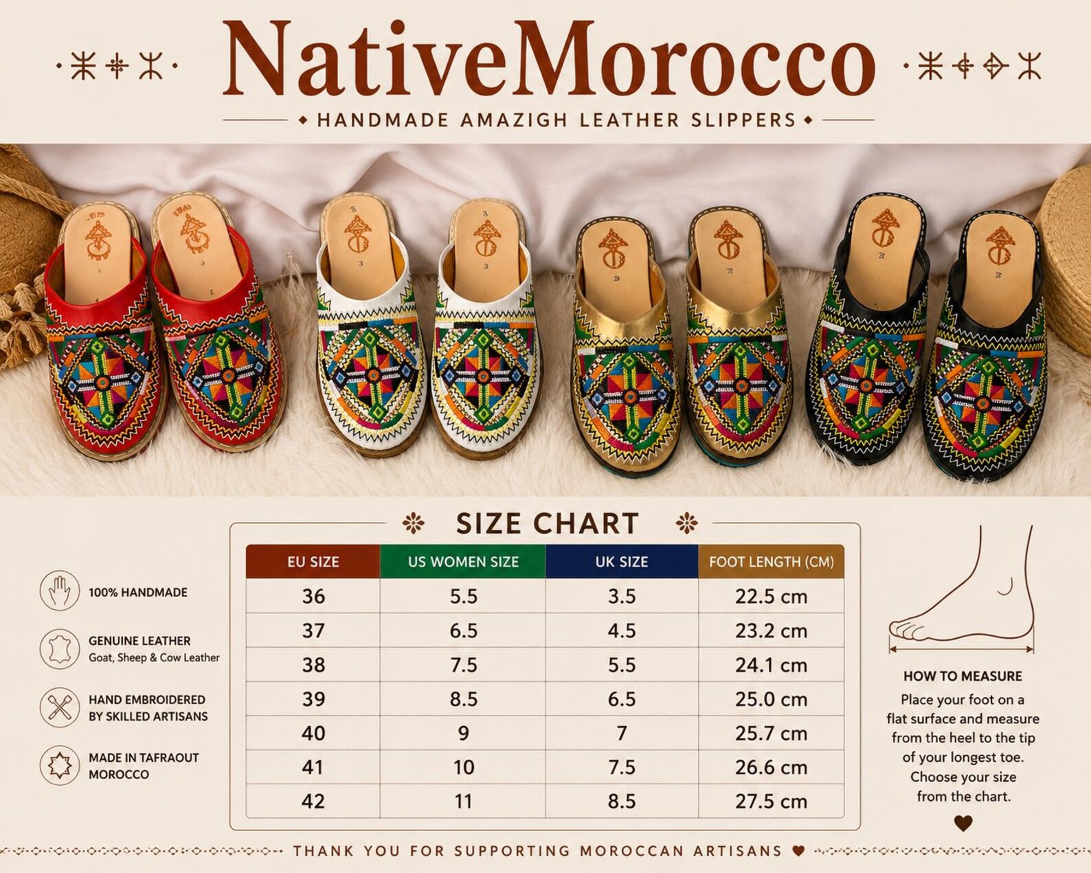 Berber Authentic Adouko Babouche Handmade Leather Babouche Shoes
