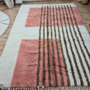 Custom Amazigh Berber Wool Neutral Living Room Geometric Handmade Rug