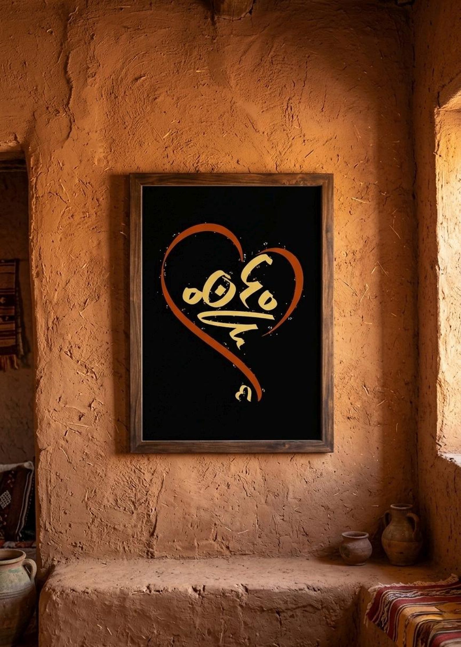 Custom Amazigh Tifinagh Name Heart Personalized Digital Wall Art