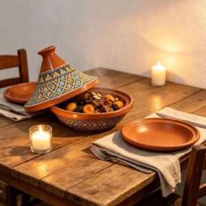 Amazigh Hand-Painted VillaVerde Flame-Proof Ceramic Cooking Tagine 30cm