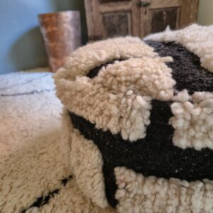 Berber Handmade Beni Ourain Wool Ottoman Boho Pouf
