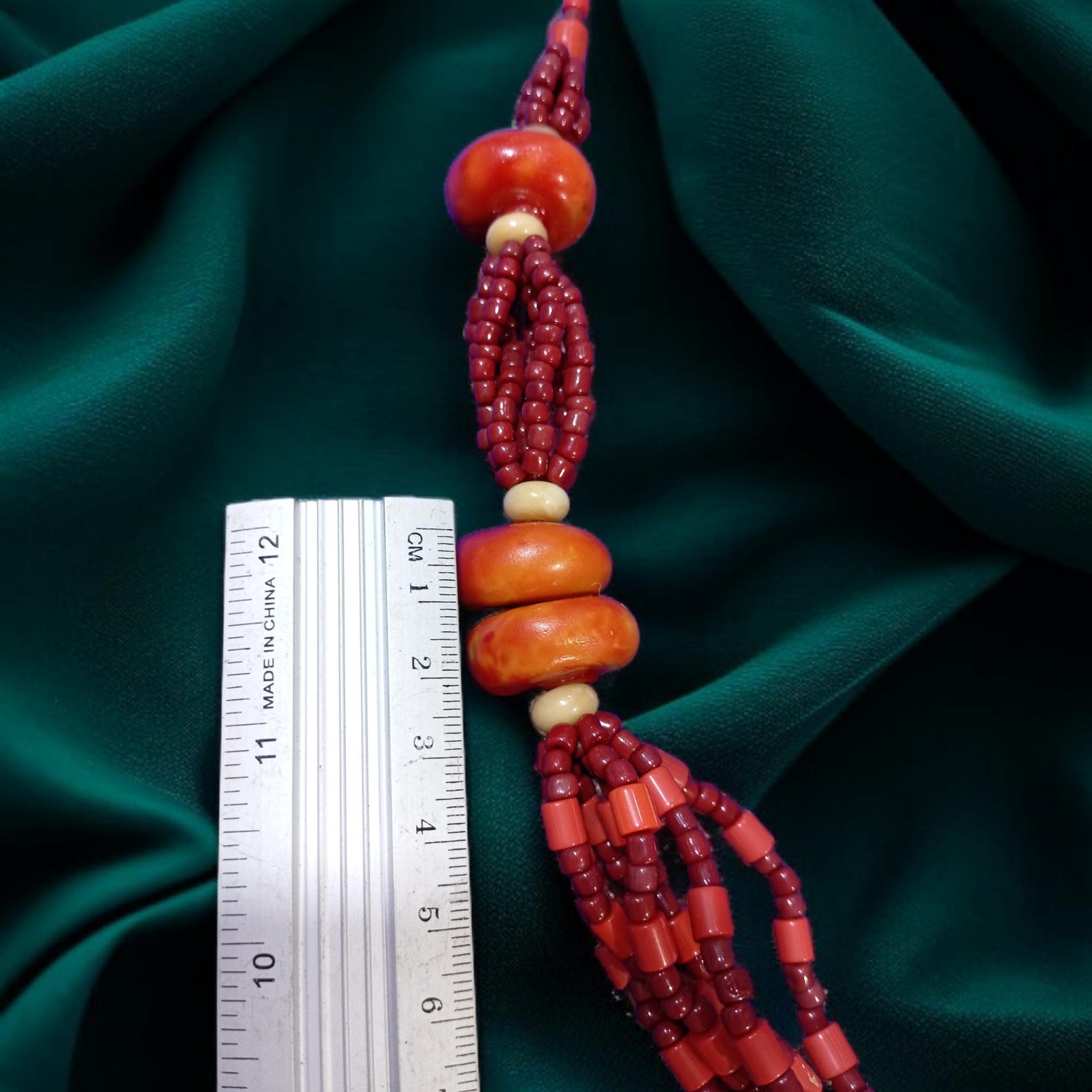 Berber Tagemmout Handmade Red Coral Resin Bead Necklace