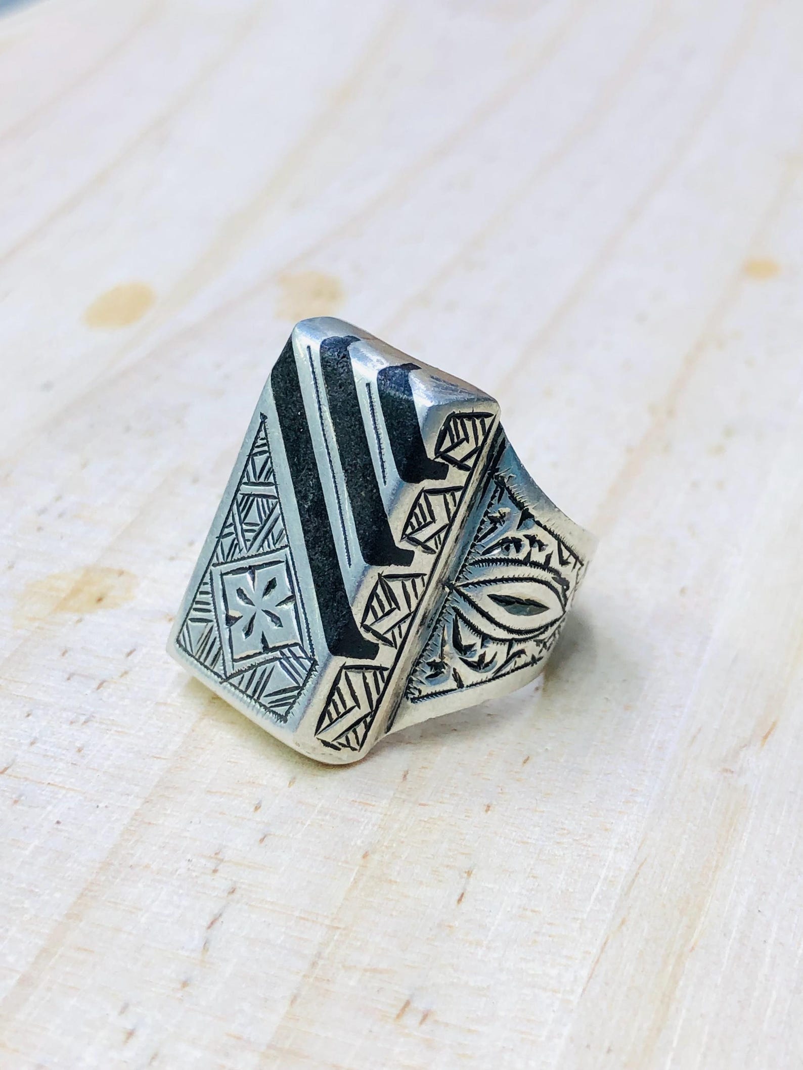 Amazigh Gravure amazighe Ring Silver Tribal Touareg Berbère