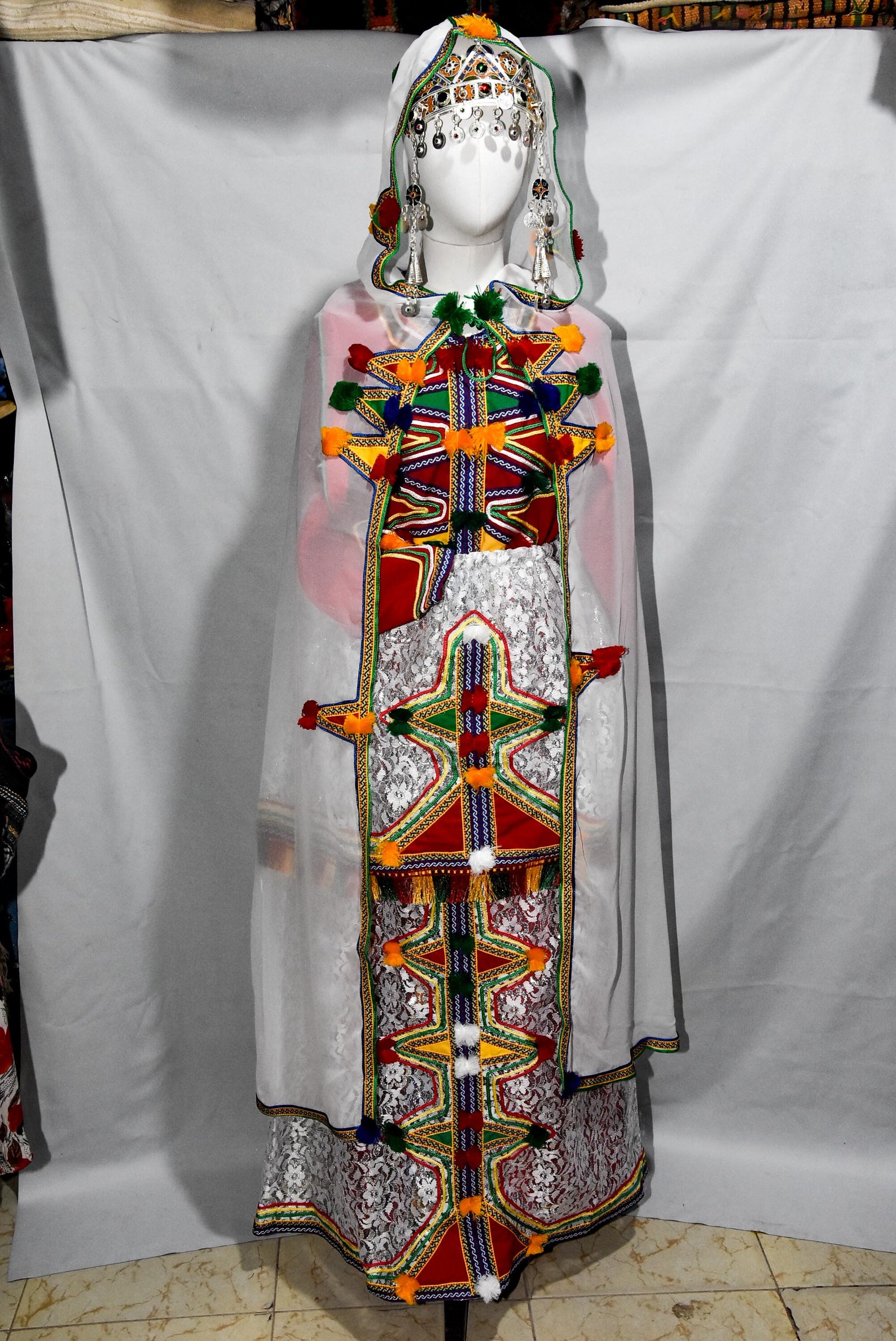 Berber Wedding Dress Caftan Headdress Burnouse Set Kaftan