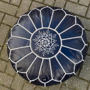 Berber Artisanal Leather Pouffe Handmade Delivered stuffed Pouf